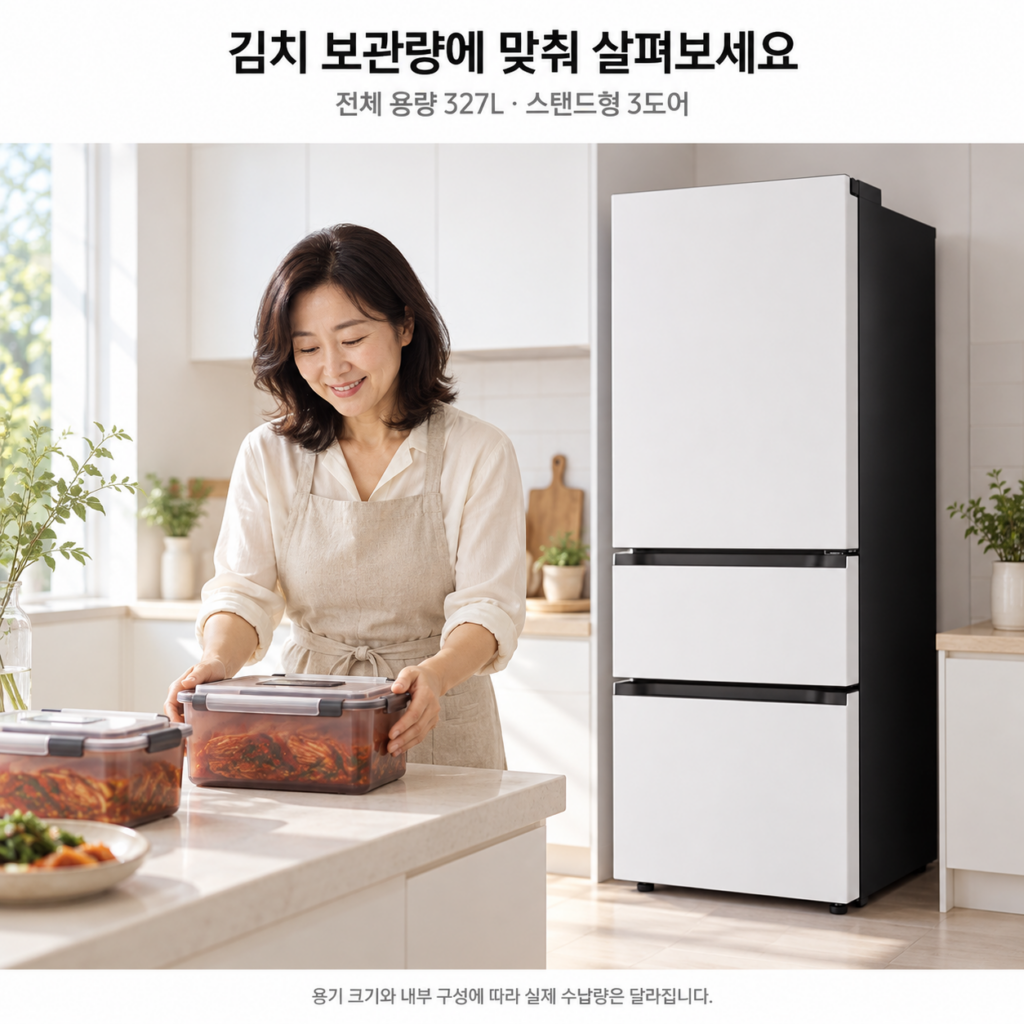 LG 김치냉장고 327L, 스탠드형 3도어 Z330MQQF11장단점과 설치 전 확인할 점 제품 이미지